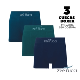 Kit 3 Cuecas Boxer em Poliamida/Microfibra Sem Costura Zee Rucci