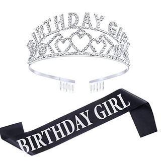 Festa de aniversário Birthday girl vestir deusa coroa alça de ombro adereços de fita de etiqueta de aniversário (4)