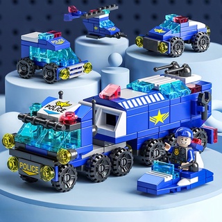 6 in 1 Lego brinquedos de menino Fire Truck Castle City Landscape toy Street Puzzle Building Block Model brinquedos menino