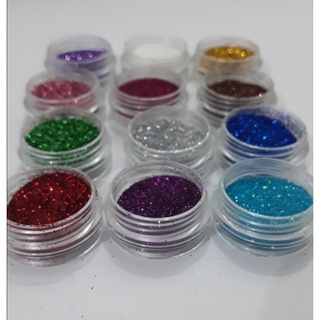 Kit C/ 12 Glitter Brilho Purpurina Colorida Potinhos (4)