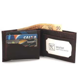 carteira masculina couro legítimo porta cartão documentos e notas compartimento duplo de notas dinheiro carteira slim porta cnh de couro