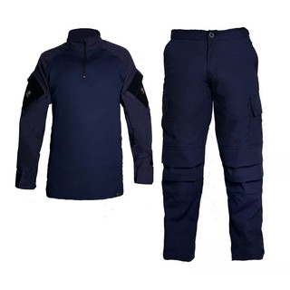 Farda Conjunto Fardamento Tático Airsoft (Calça Combat + Combat Shirt) - Azul Marinho