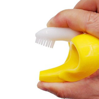 massageador de gengiva e escova de dentes Buba banana baby silicone macio mordedor infantil macio (2)