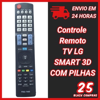 7485 CONTROLE REMOTO TV LG SMART MODELO 39ln5700 42ln5700 Smart3D COM PILHAS