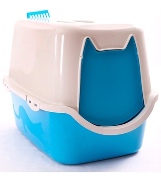 Caixa De Areia Para Gatos Fechada Banheiro Durapets Azul