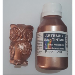 Tinta Metálica Rose Gold - Tinta Para Arte e Artesanato, gesso - 100Ml