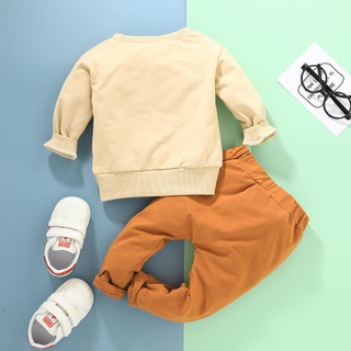 2 Pçs Blusa De Manga Comprida Com Estampa De Desenho + Calça / Conjunto De Roupas Casuais Para Bebês / Meninos (2)