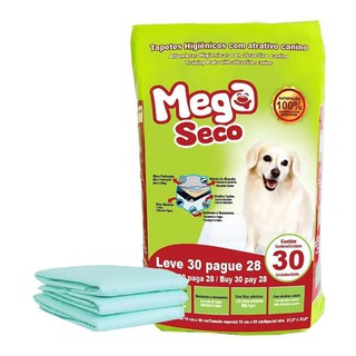 Tapete Higiênico Descartável Sanitário Pet Cachorro Mega Seco Absorção 70 x 60 cm 30 unidades