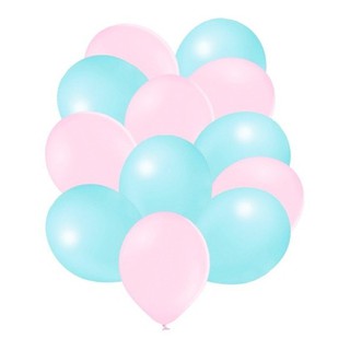 KIT 100 Unidades Balão Bexiga Rosa e Azul Latex Lisa 7 Polegadas Para Decoração Festa Eventos Aniversario