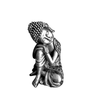 Buda budha estatueta decorativo cantinho zen em prata envelhecida