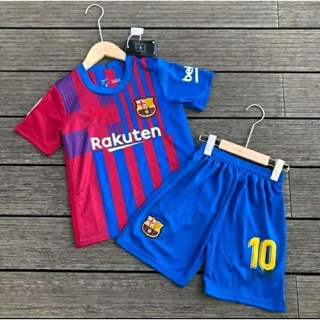 Conjunto Camisa e Shorts Infantil Barcelona 2021 Camisa de Time Futebol