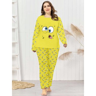 Pijama Adulto Longo Plus Size Bob Esponja Coleção Fenda do Biquini