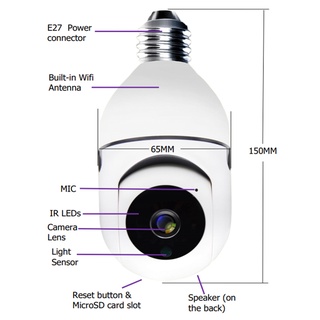 HD 1080P 360 ° lâmpada inteligente alexa ​Rotate Auto Tracking Câmera Panorâmica Wireless Wifi PTZ Câmera IP Segurança Doméstica Vigilânc (5)