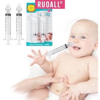 RUOALL 2PCS Baby Aspirador Seringa Nasal Para Lavagem Nasal Ponta Silicone 10ml