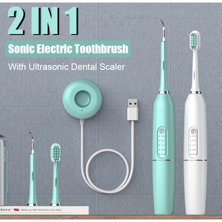 2 Em 1 Elétrico Ultrassônico Sonic Dental Limpador De Dentes Whiten Teeth Ferramenta Para Remover Tártaro