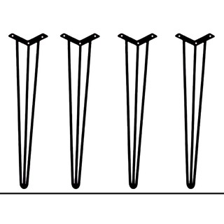 Kit 4 Pés De Ferro Para Mesa ou Banco Base Tripla Hairpin Legs aço industrial