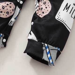 Newborn Baby Boys Girls Cute Milk Cookies Long Sleeve Jumpsuit Soft Pajamas Onesies (9)