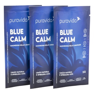 Kit 3 Saches Blue Calm Puravida Magnesio Inositol Taurina 5g