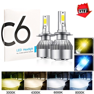 1 Par Lâmpada LED C6 H4/H1/H7/H8/H11/H16 9005/HB3 9006/HB4 9012