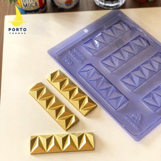 3 Formas simples para chocolate Tirinha/Tabletinho 3D - Cód. 158 Porto Formas