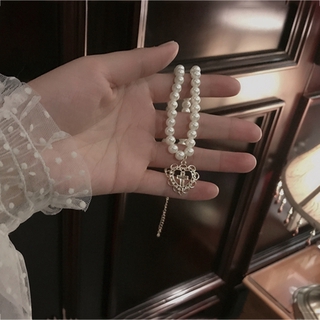 Gargantilha Feminina Em Formato De Coração Com Pérolas | Korean Heart-shaped Necklace Choker Vintage Pearl Chain Women Fashion Accessoies (5)