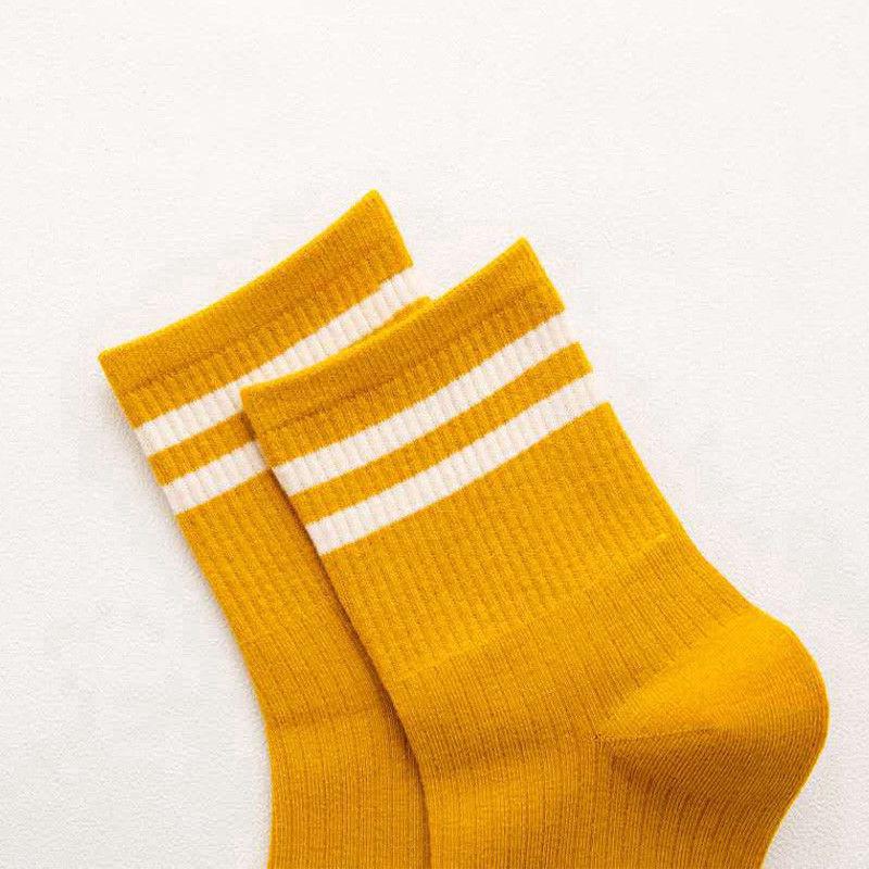Japanese High School Girls Socks/Korea Style Loose Striped Crew Socks/Retro Women Casual Socks/Sport Ankle Daily Socks (6)