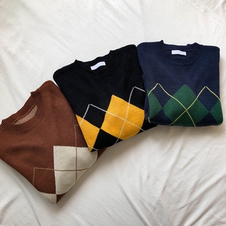 Suéter Tricotado Estampa Geométrica Com Gola Redonda E Manga Comprida (3)