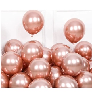 5 Unid - Balão Bexiga Rose Gold 9 Pol Cromado Metalizado (4)