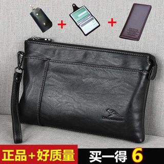 carteira masculina Necessaire bolsa de negócios Baozhen Kangaroo 2020 Nova Bolsa Masculina Moda Moda Pego Grande Capacidade Envelope Saco Casual Pele Clips Bag