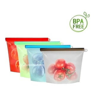 Bolsa de Armazenamento em Silicone SEM BPA / Saco para Guardar Alimentos/Vegetais em Geladeira/Refrigerador/Congelador