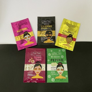 Kit Combo 3 Máscara facial Matto Verde - 8g - sache skincare cuidados com a pele - pepino, carvão ativado, marroquina, ouro ou rosa mosqueta
