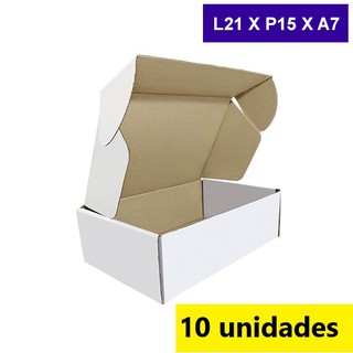 Caixa de Papelão branca para Ecommerce/correio 21x15x7cm Kit 10