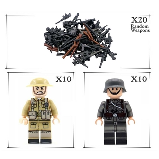 Wwii Alemão V Soldados Britâ Nicos + Armas Mini Figuras Ww2 Conjunto Militar Fit Lego (7)
