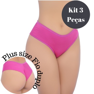 Kit 3 Calcinha Plus Size Fio Duplo Calçolas Sexy Feminina Cós Alto Confortável Linha Sensual Direto de Fabrica