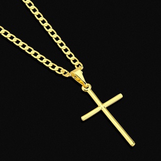 Corrente Cordão Banhado a ouro 18k + Pingente Cruz Crucifixo Promoção