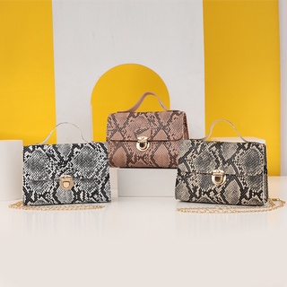 2021New Snake Pattern Lock Chain Simple Crossbody Small Square Bag
