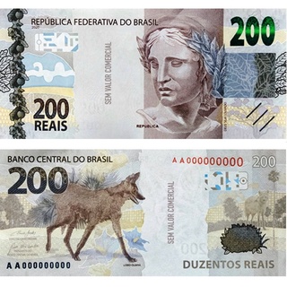 Nota Dinheiro Brincadeira s/ valor comercial - "200,00 Reais" pct c/ 100 cédulas
