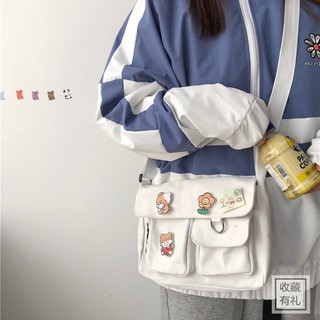 [Huhu]Bolsa de lona fofa 2020 nova coreano ins Japonês Harajuku bolsa mensageiro feminina bolsa de ombro de estudante
