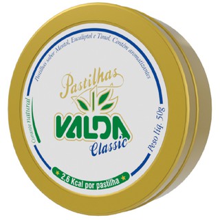 Valda pastilha tradicional lata classic mentol dourada resfrescante 50g