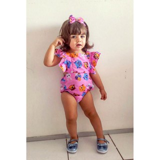 ROMPER de menina infantil JARDINEIRA roupa bebê Body Com Tiara/lacinho (6)