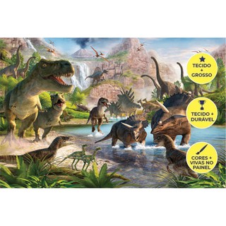 Painel De Festa Infantil Dinossauros Decoração de Aniversário Em Tecido - 1,5x 1,0