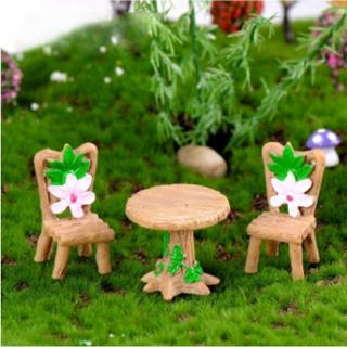 3 Pçs / Set Mini Floral Cadeiras De Mesa Em Miniatura Paisagem Ornamentos Jardim Bonsai Casa De Bonecas Decorações
