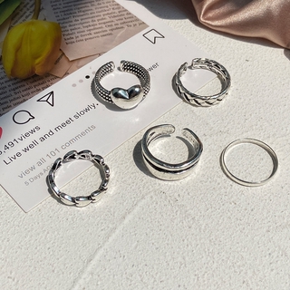 Conjunto 5 Peças Anel Feminino Simples Ajustável Em Formato De Coração | 5pcs/set Heart Shaped Ring Set Adjustable Simple Design Women Jewelry Fashion Accessories (5)
