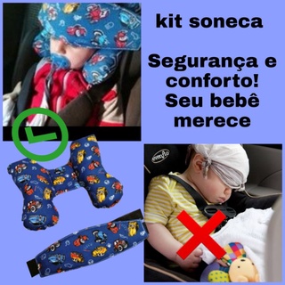 Kit soneca, menino, protetor almofada de pescoço e faixa soneca apoio de cabeça.