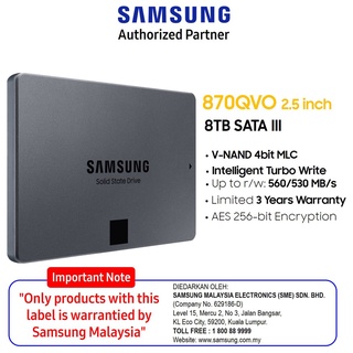 Samsung 870 QVO 500GB/ 1TB/2TB/4TB 2.5 "Sata Ssd V-Nand Preto