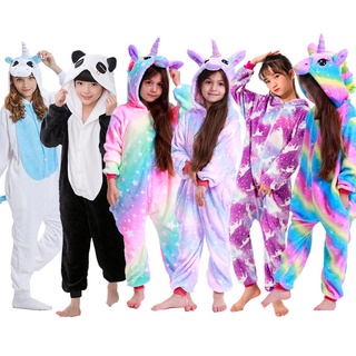 Crianças Flanela Pijama De Inverno Meninas Meninos Unicórnio Bonito Dos Desenhos Animados Animais Com Capuz Pijamas Onesie Para
