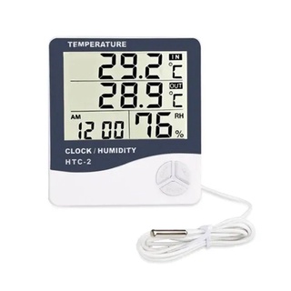 Termo Higrômetro Medidor Temperatura Umidade Relógio Digital Com Sensor Externo (1)