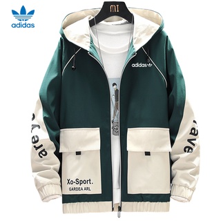 [Plus Size] Adidas Clover Youth Tide Windbreaker Hooded Jacket Fashion Jacket Korean Version 20215