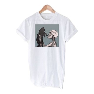 Camiseta Blusa Caveira E Gato Tumblr .