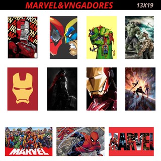Placas Decorativas Marvel Heróis e Vilões Vingadores Quadros Decorativos